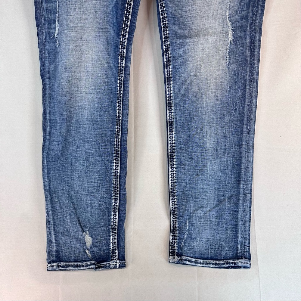 ROCK REVIVAL Women’s Size 36 Denim Jeans Easy Straight Fit Vien Stretch Bling - Picture 3 of 16